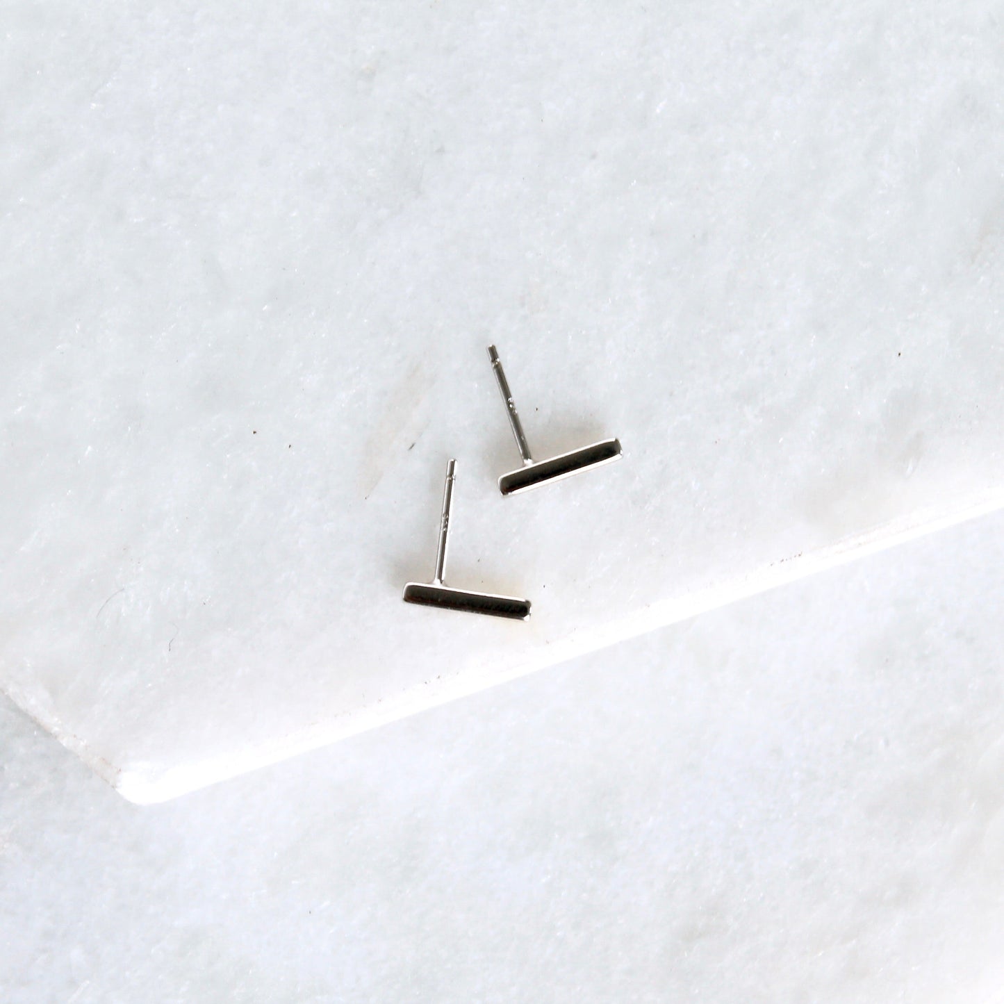 Block Bar Studs - Silver