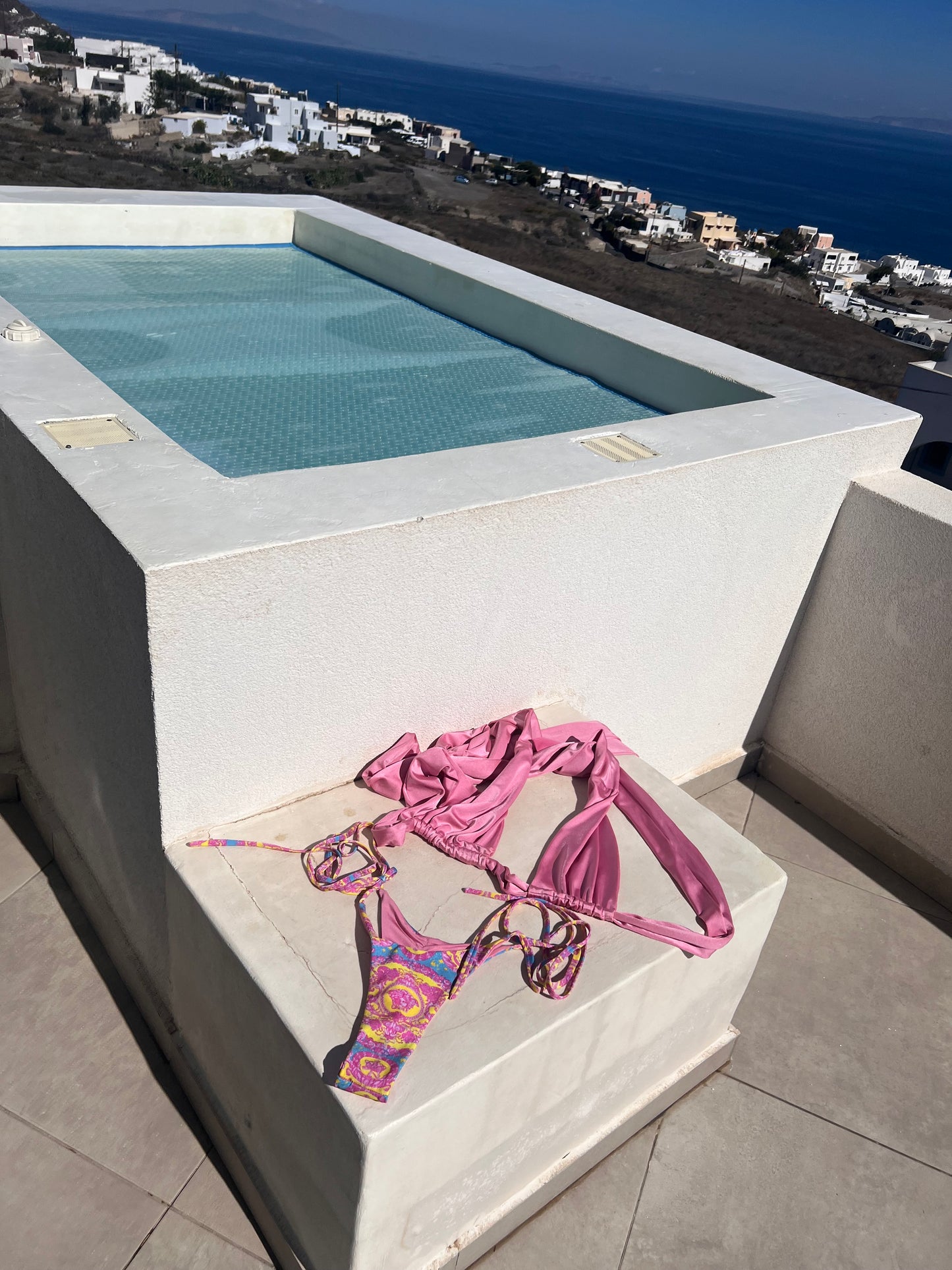 South beach NVR Basic Convertible Wrap Swimsuit (Pink with Versace inspired bottoms)