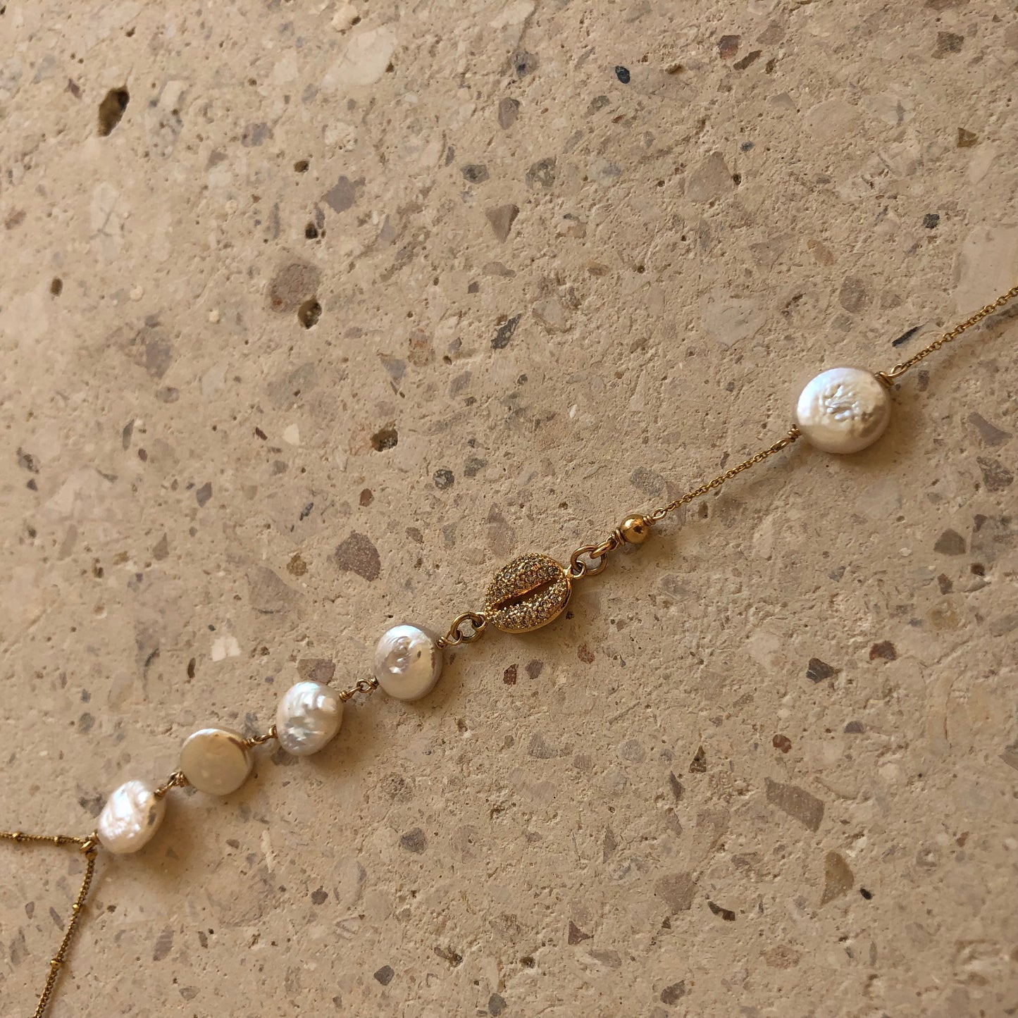 Sea shell and pearl goddess body chain.