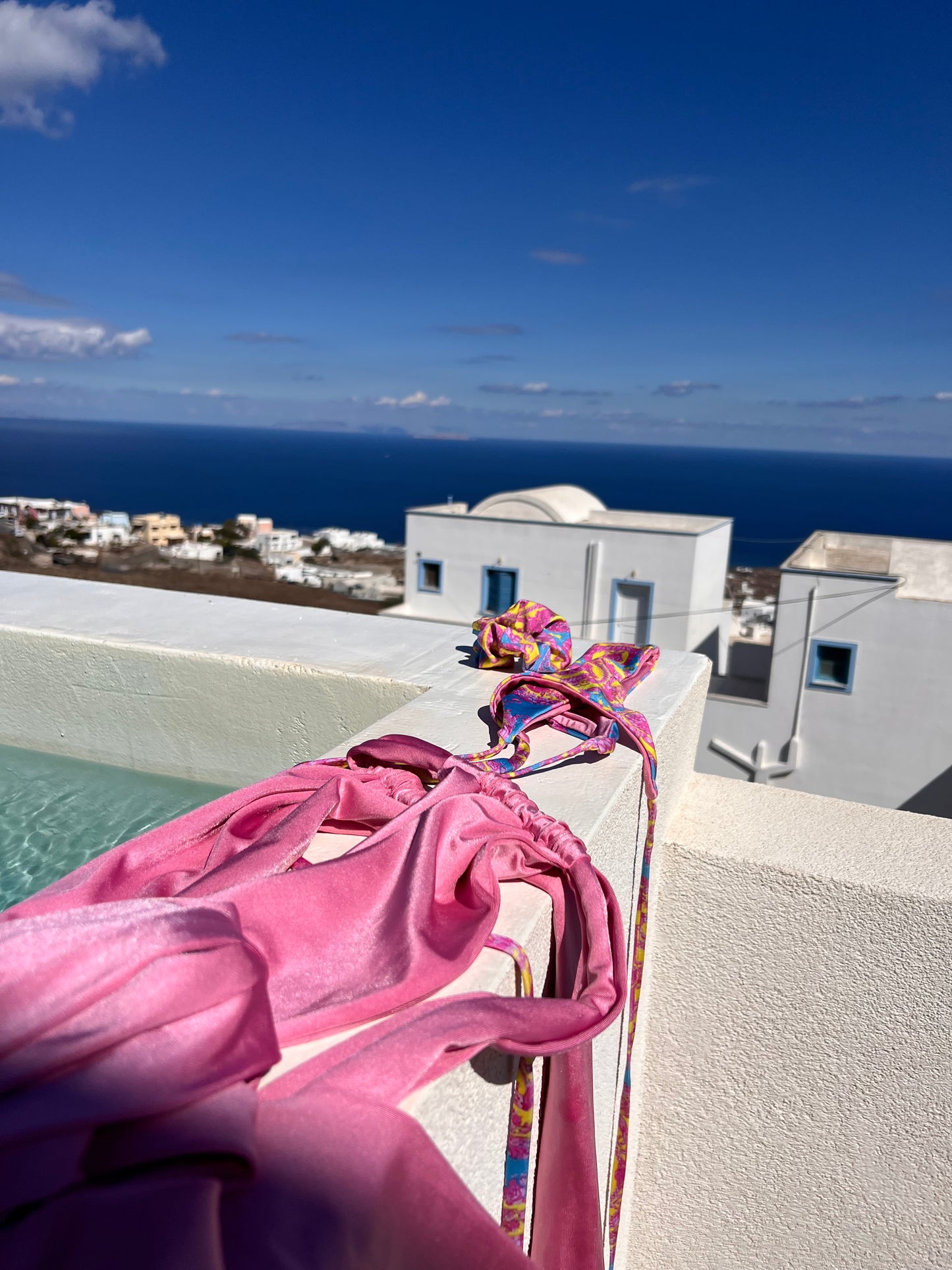 South beach NVR Basic Convertible Wrap Swimsuit (Pink with Versace inspired bottoms)