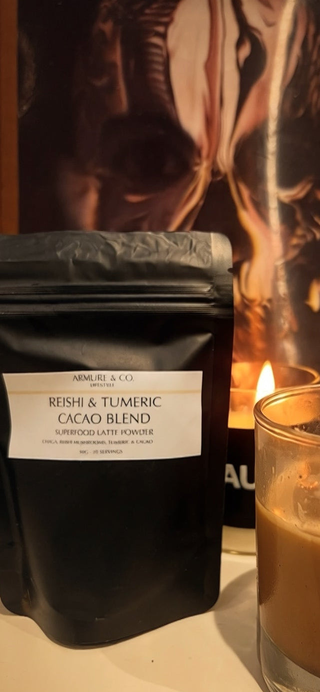 Reshi cacao + Tumeric blend superfood latte