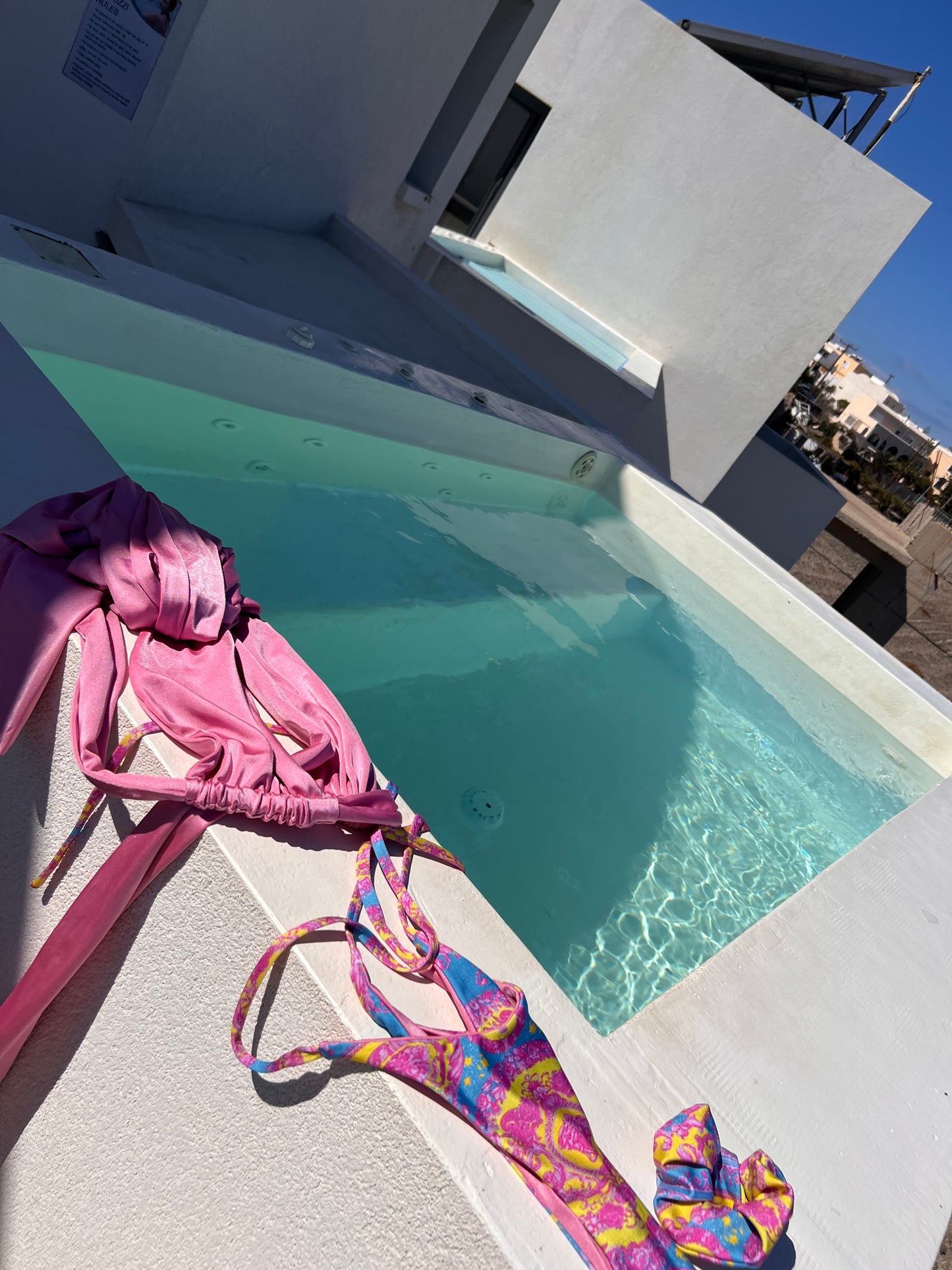 South beach NVR Basic Convertible Wrap Swimsuit (Pink with Versace inspired bottoms)