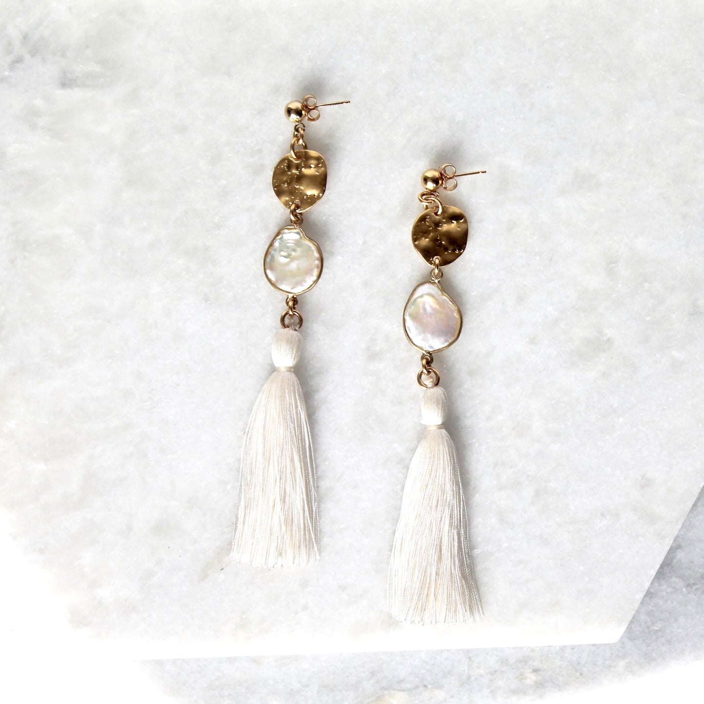 Azulik Long Tassel Pearl Earrings