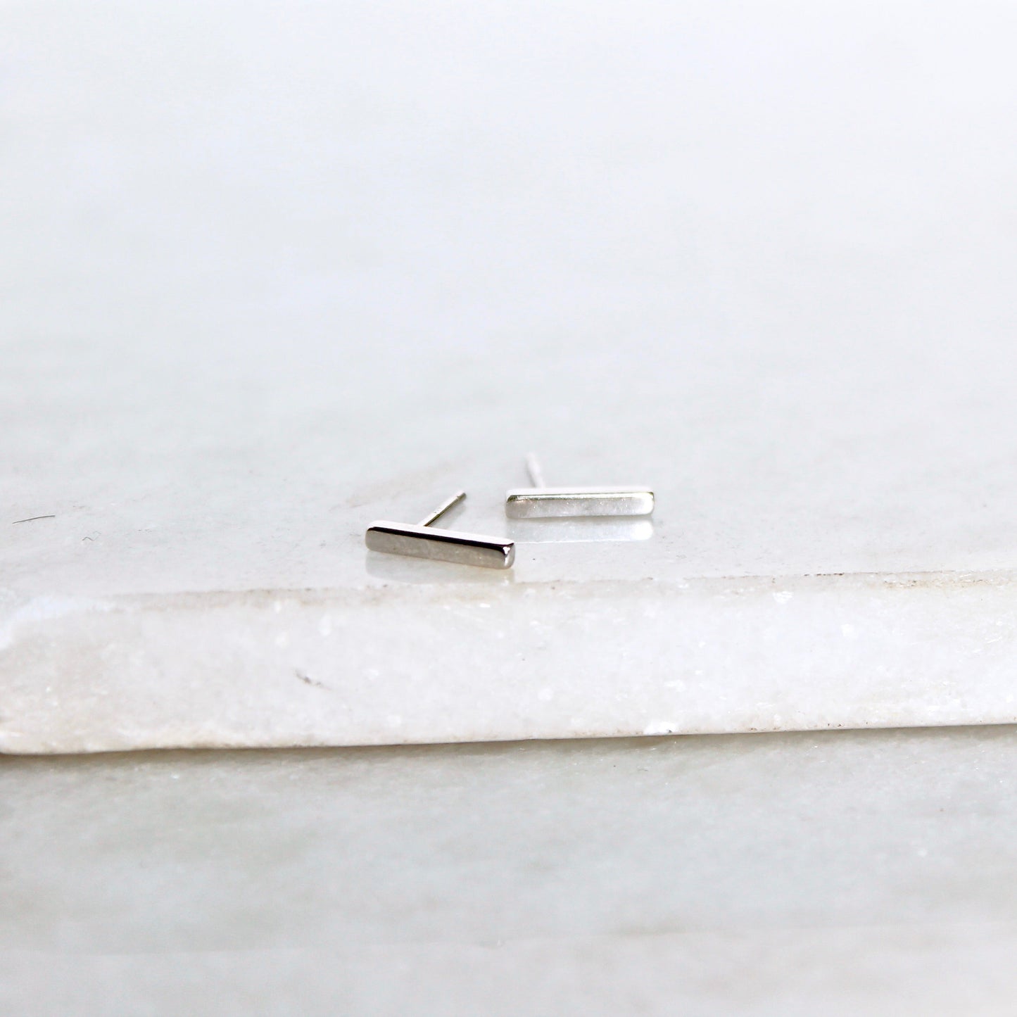 Block Bar Studs - Silver